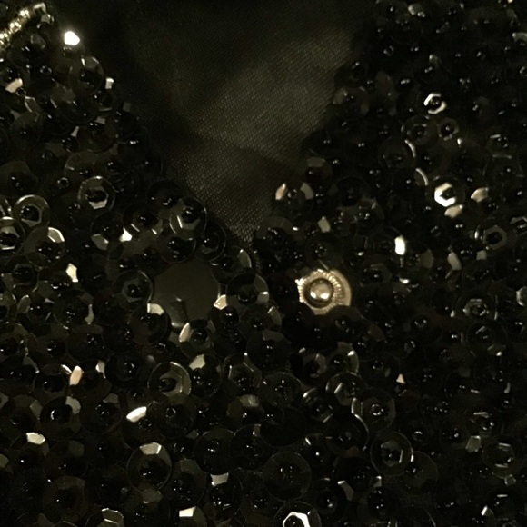 Sequin Vest musical performance stage wear full glitter music beads black silver - Picture 14 of 16